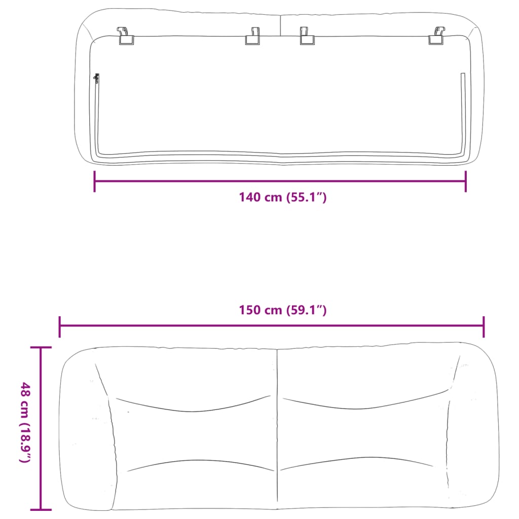 Krémszínű szövet fejtámla párna Hvar 140 cm 10