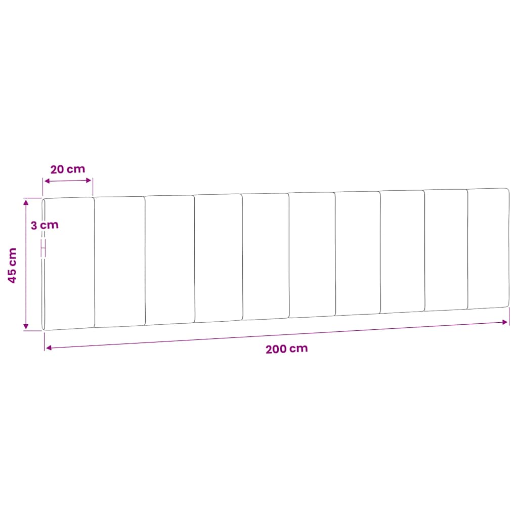 Fekete bársony fejtámla párna Hanko 200 cm 10
