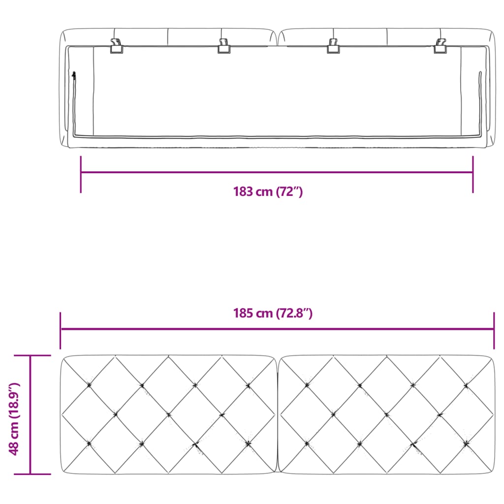 Sötétszürke bársony fejtámla párna 180 cm 10