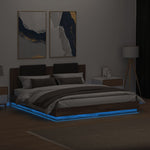 Barna tölgy színű ágykeret fejtámlával és LED-ekkel 200x200 cm 4