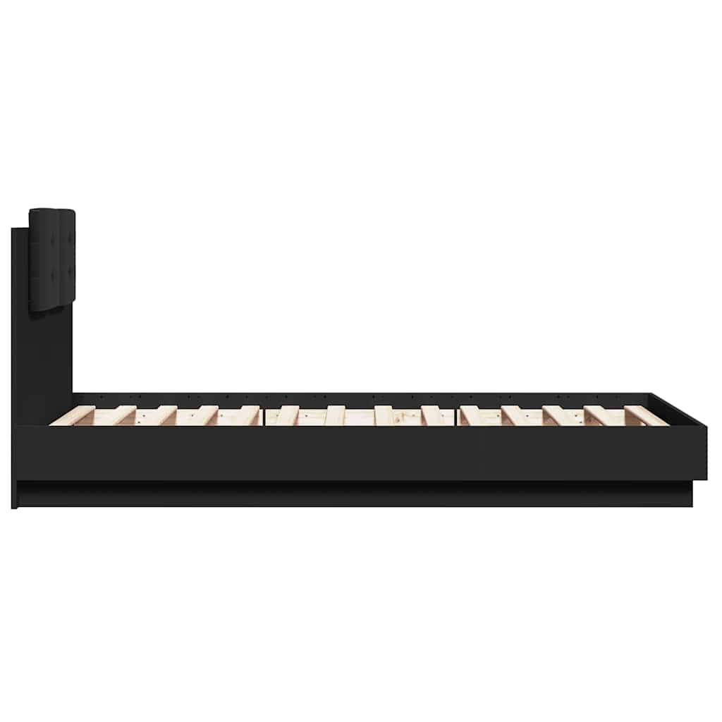 Fekete ágykeret fejtámlával és LED-világítással 75 x 190 cm 7