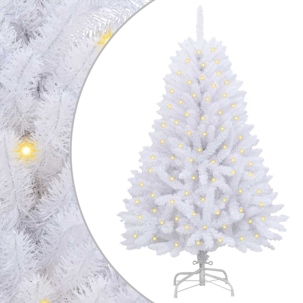 Mű karácsonyfa 150 LED PVC és Acél Fehér 2
