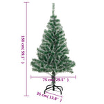 Műkarácsonyfa 150 LED-del, gömbszettel és hópehellyel 150 cm 14