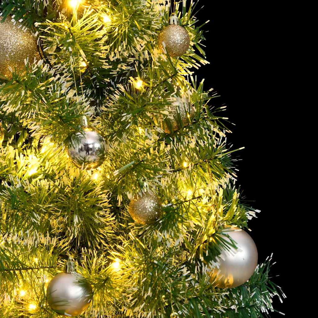 Műkarácsonyfa 150 LED-del, gömbszettel és hópehellyel 150 cm 3