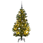 Csuklópántos műkarácsonyfa 150 LED-del és gömbökkel 120 cm