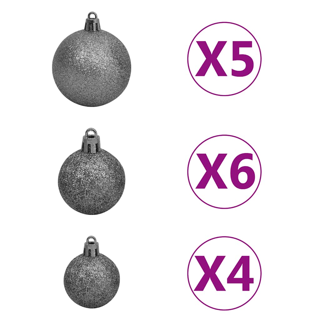 Csuklópántos műkarácsonyfa 150 LED-del és gömbökkel 120 cm 9