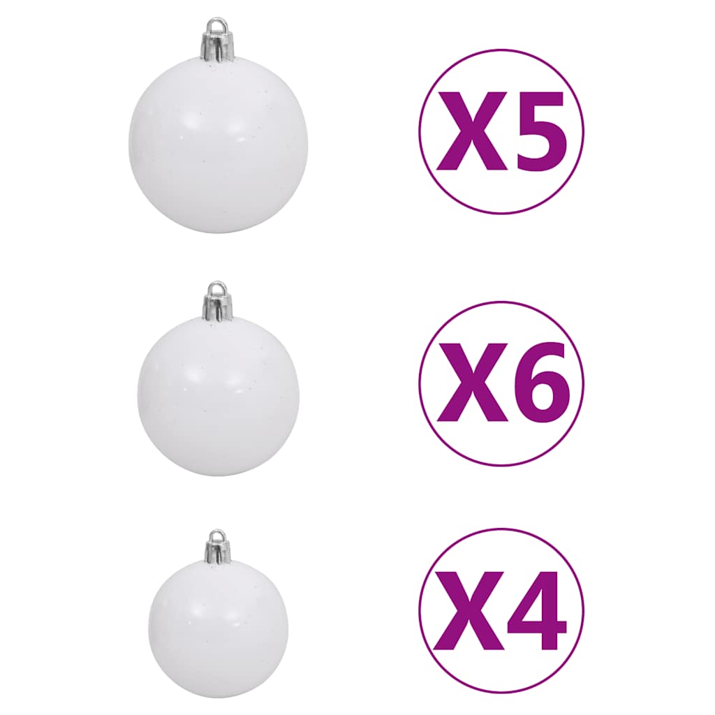 Csuklópántos műkarácsonyfa 150 LED-del és gömbökkel 120 cm 10