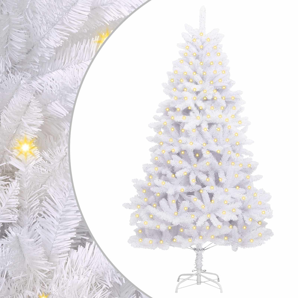 Mű karácsonyfa 300 LED PVC és Acél Fehér 2