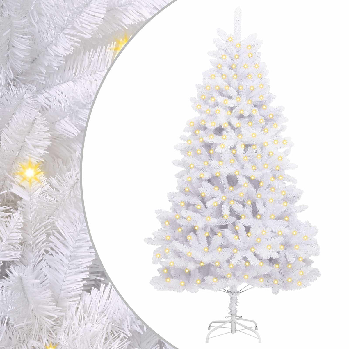 Mű karácsonyfa 300 LED PVC és Acél Fehér 2