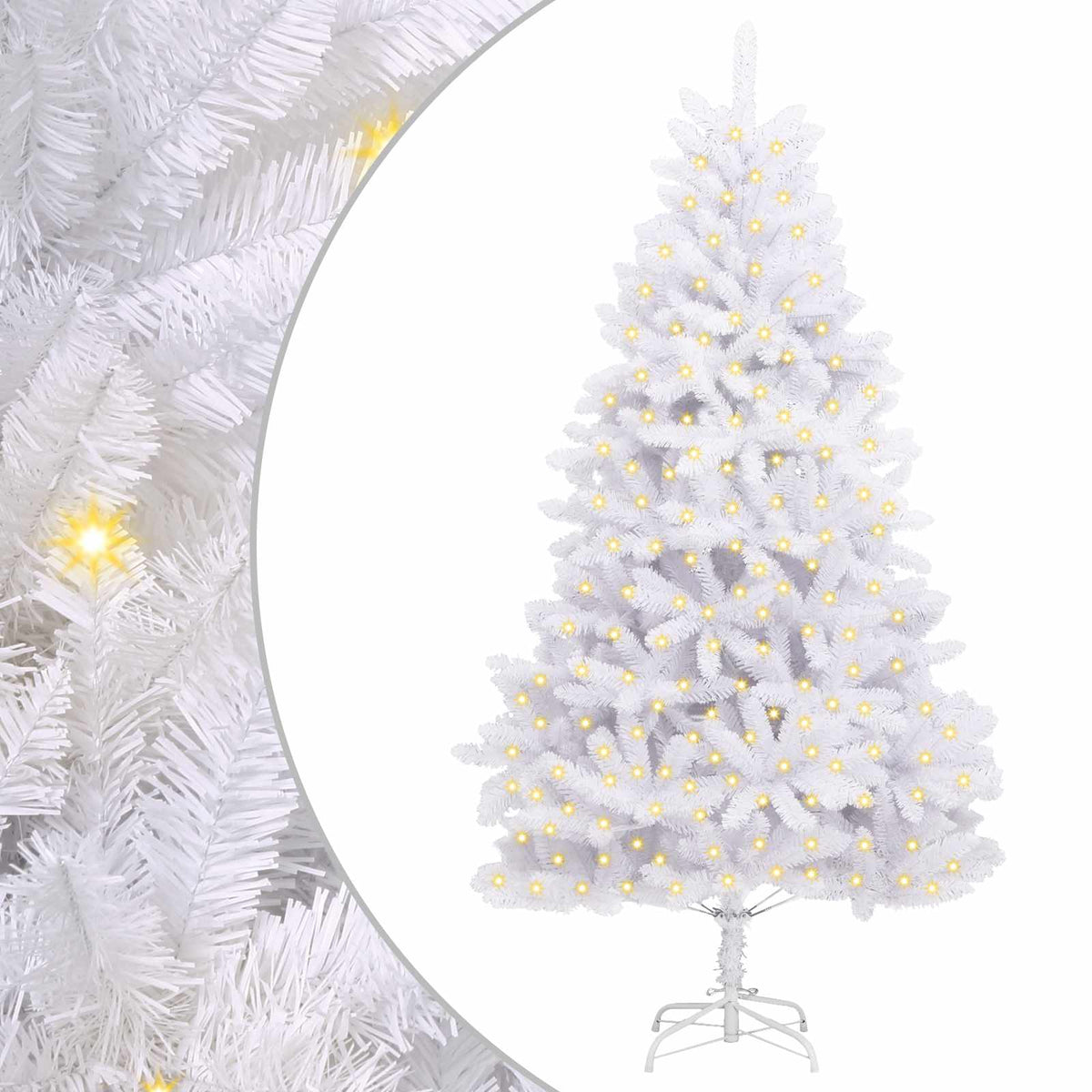 Mű karácsonyfa 300 LED PVC és Acél Fehér 2