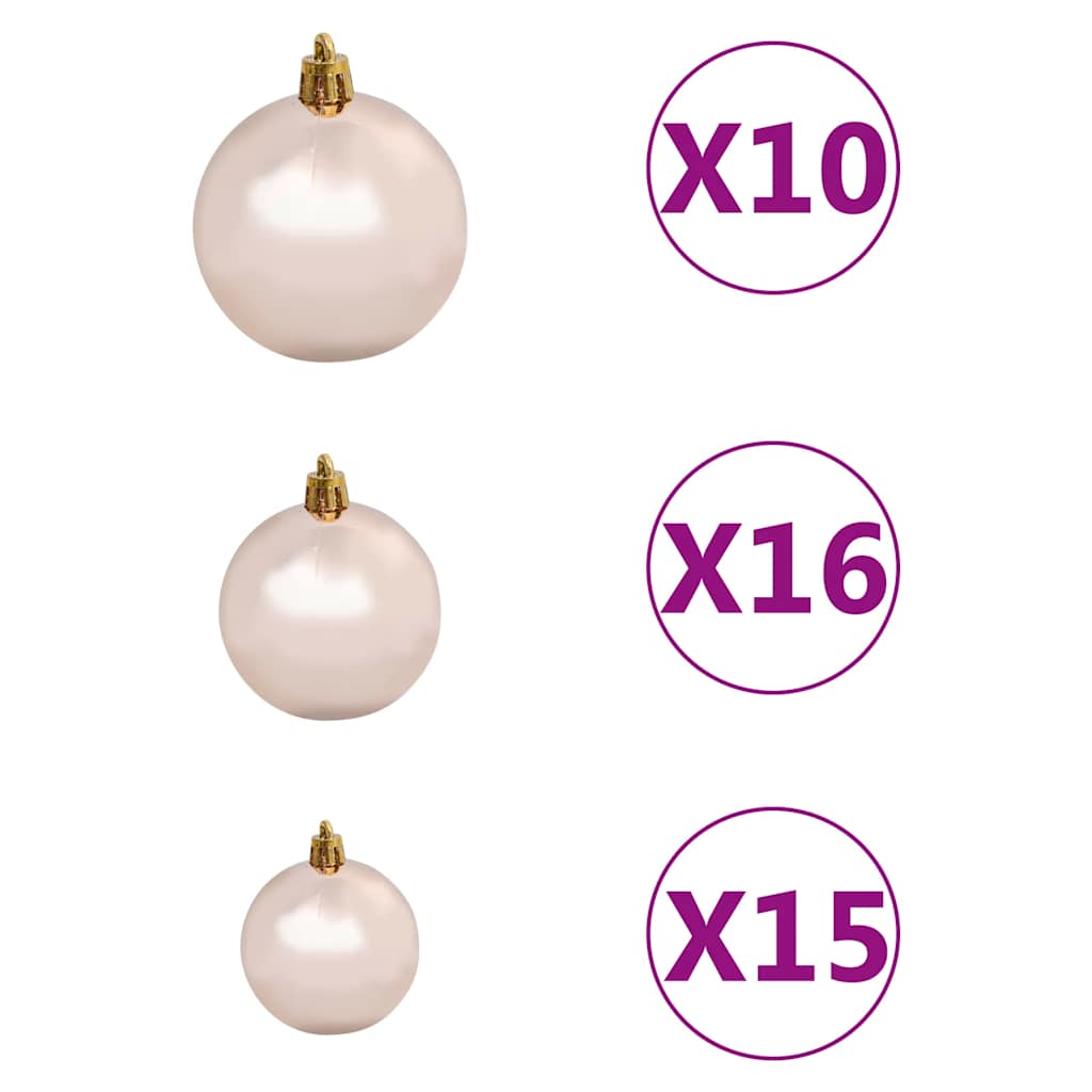 Csuklópántos műkarácsonyfa 300 LED-del és gömbökkel 270 cm 11