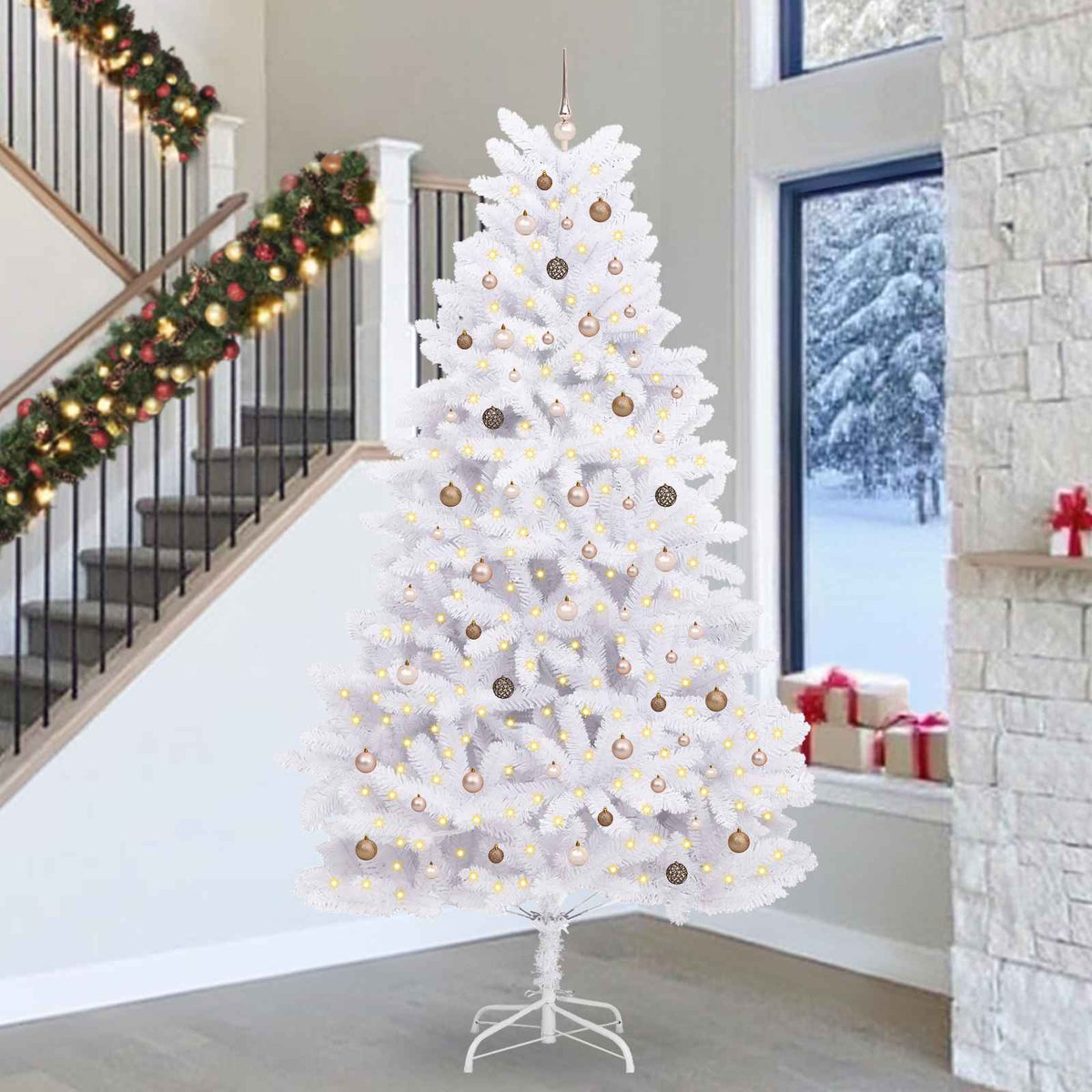 Mű karácsonyfa 300 cm PVC és Acél Fehér