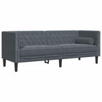 2 részes sötétszürke bársony Chesterfield kanapészett párnákkal 4