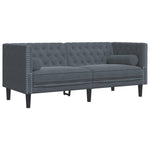 2 részes sötétszürke bársony Chesterfield kanapészett párnákkal 5
