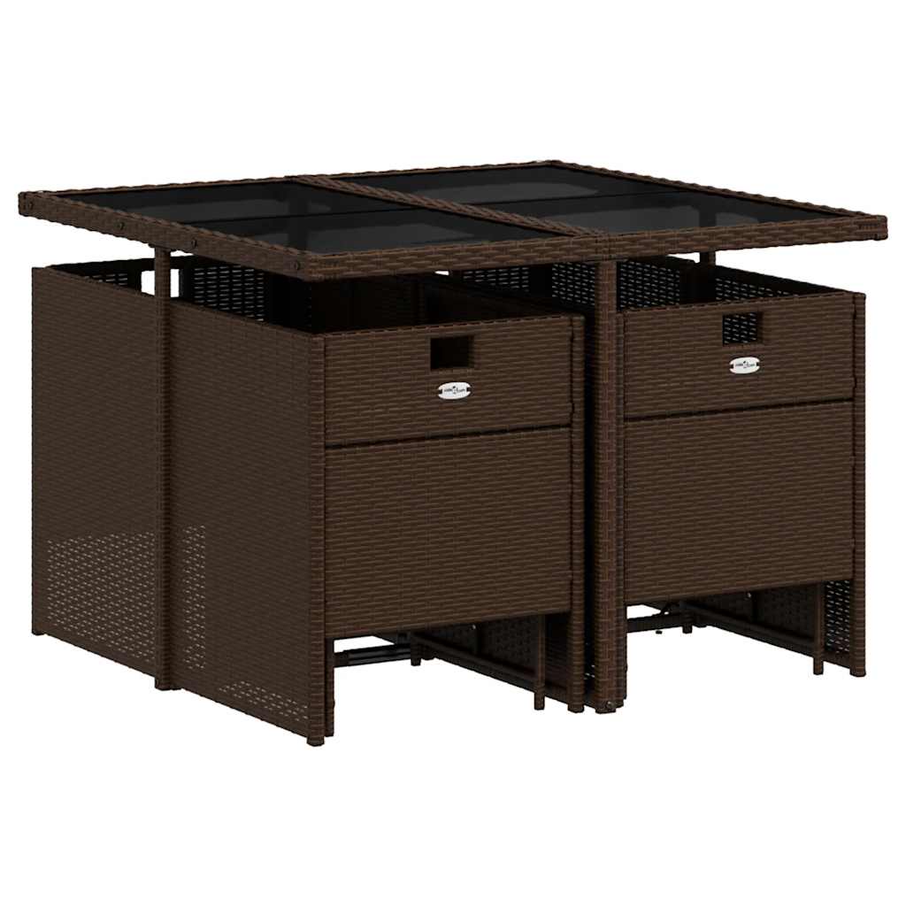 9 részes barna polyrattan kerti étkezőgarnitúra párnákkal 3