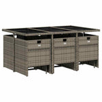 11 részes szürke polyrattan kerti ülőgarnitúra párnákkal 3
