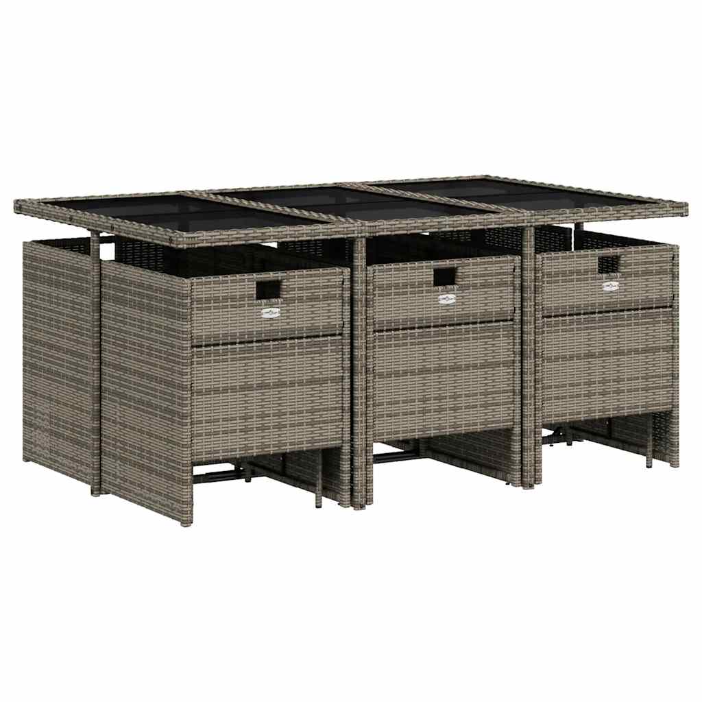 11 részes szürke polyrattan kerti ülőgarnitúra párnákkal 3