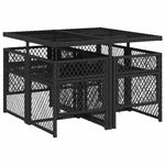 5 részes fekete polyrattan kerti étkezőgarnitúra párnákkal 5