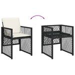 5 részes fekete polyrattan kerti étkezőgarnitúra párnákkal 6