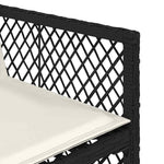 5 részes fekete polyrattan kerti étkezőgarnitúra párnákkal 8