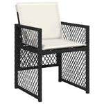5 részes fekete polyrattan kerti étkezőgarnitúra párnákkal 3