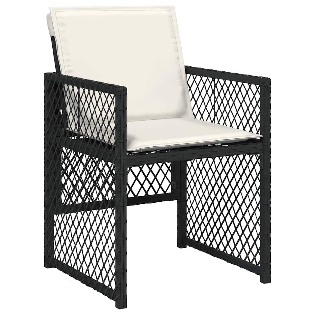 5 részes fekete polyrattan kerti étkezőgarnitúra párnákkal 3