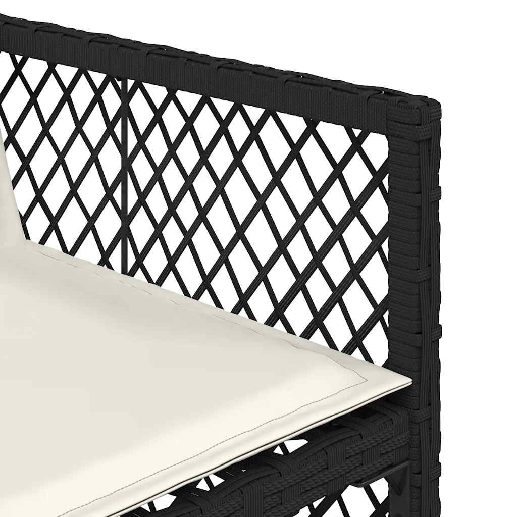 5 részes fekete polyrattan kerti étkezőgarnitúra párnákkal 8