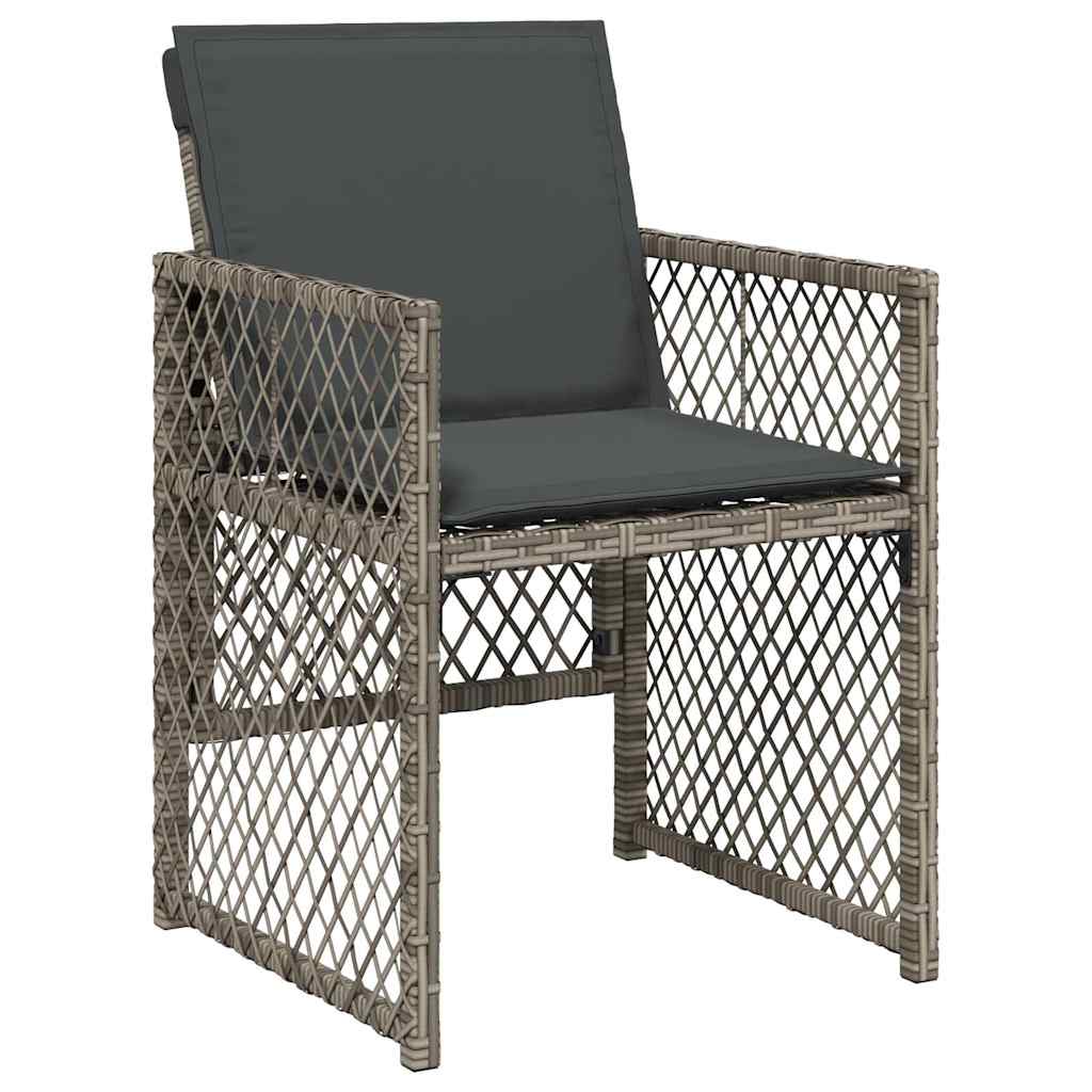 7 részes szürke polyrattan kerti étkezőgarnitúra párnával 4