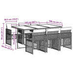 7 részes szürke polyrattan kerti étkezőgarnitúra párnával 9