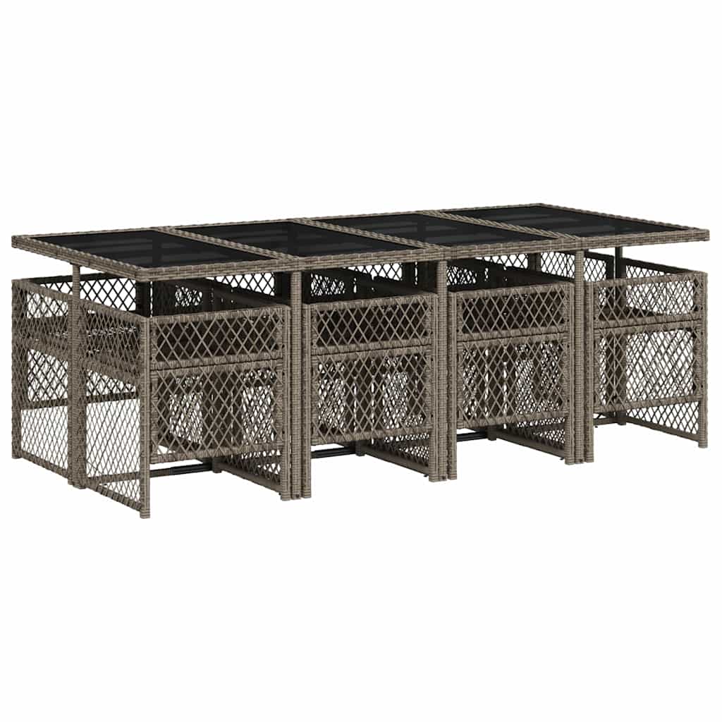 9 részes szürke polyrattan kerti étkezőgarnitúra párnával 5