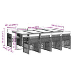 9 részes szürke polyrattan kerti étkezőgarnitúra párnával 9