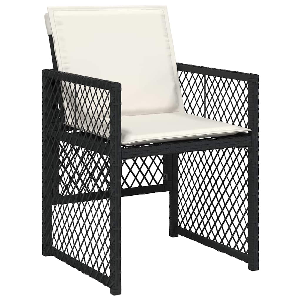 15 részes fekete polyrattan kerti étkezőgarnitúra párnákkal 4