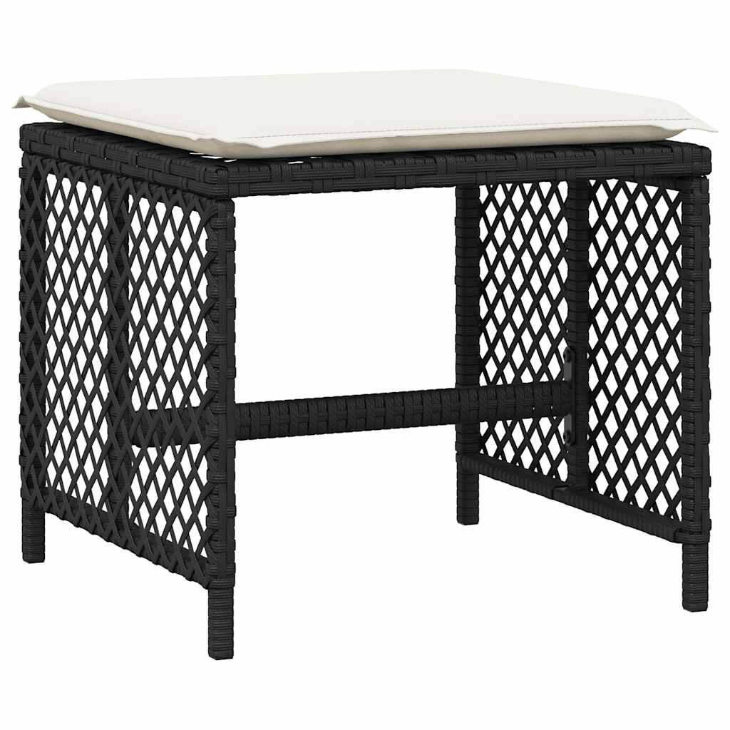 15 részes fekete polyrattan kerti étkezőgarnitúra párnákkal 5