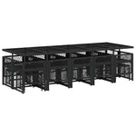 15 részes fekete polyrattan kerti étkezőgarnitúra párnákkal 6