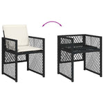 15 részes fekete polyrattan kerti étkezőgarnitúra párnákkal 7