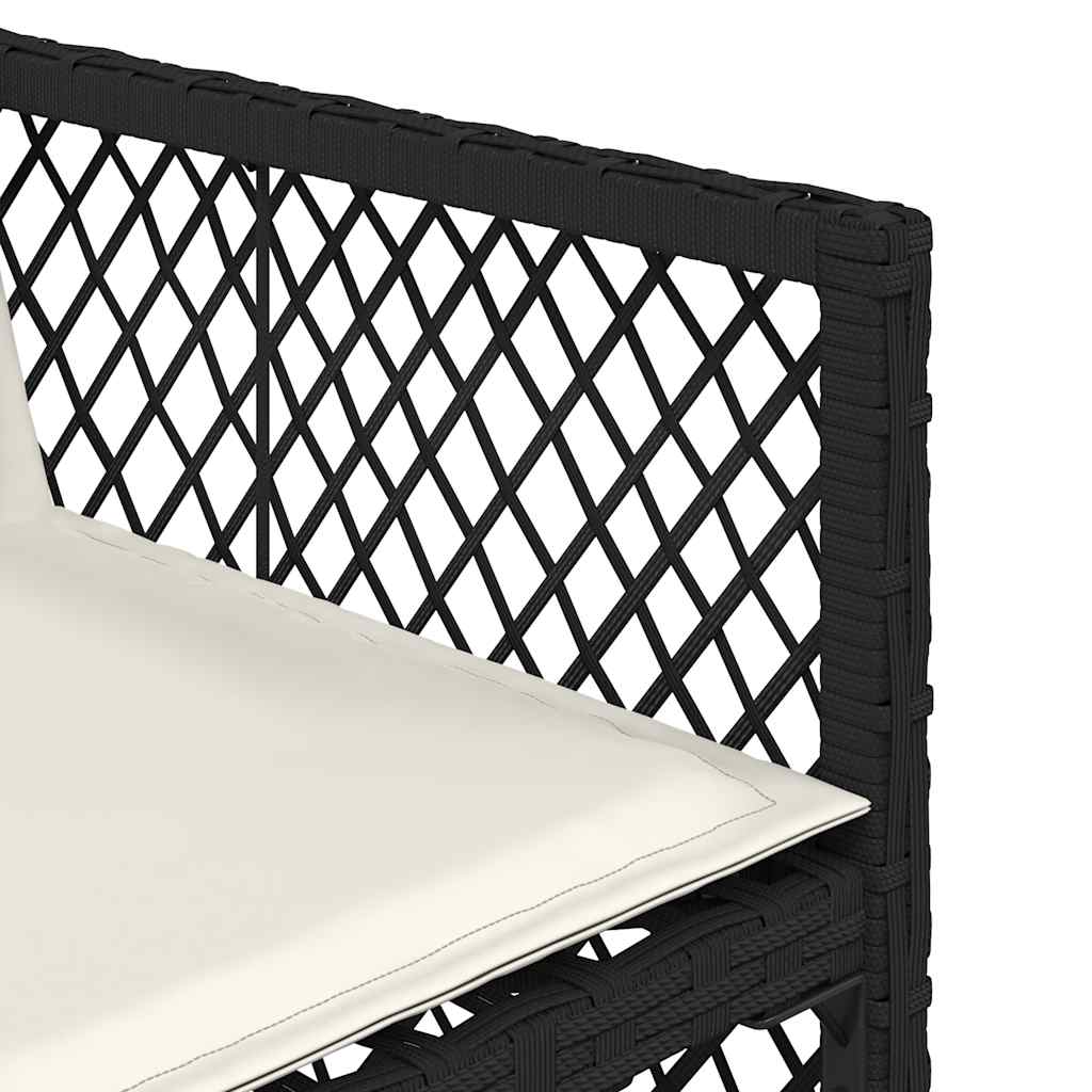 15 részes fekete polyrattan kerti étkezőgarnitúra párnákkal 9