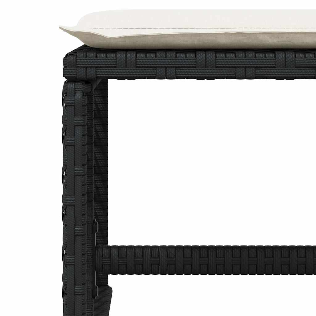 15 részes fekete polyrattan kerti étkezőgarnitúra párnákkal 10