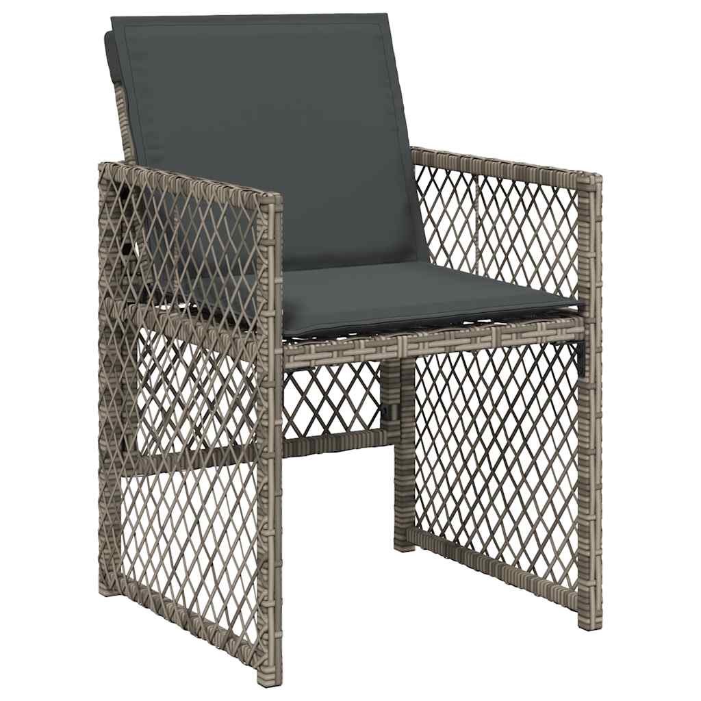 17 részes szürke polyrattan kerti étkezőgarnitúra párnával 3