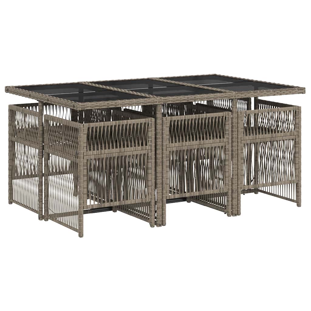 7 részes szürke polyrattan kerti étkezőgarnitúra párnával 3