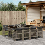 9 részes szürke polyrattan kerti étkezőgarnitúra párnával