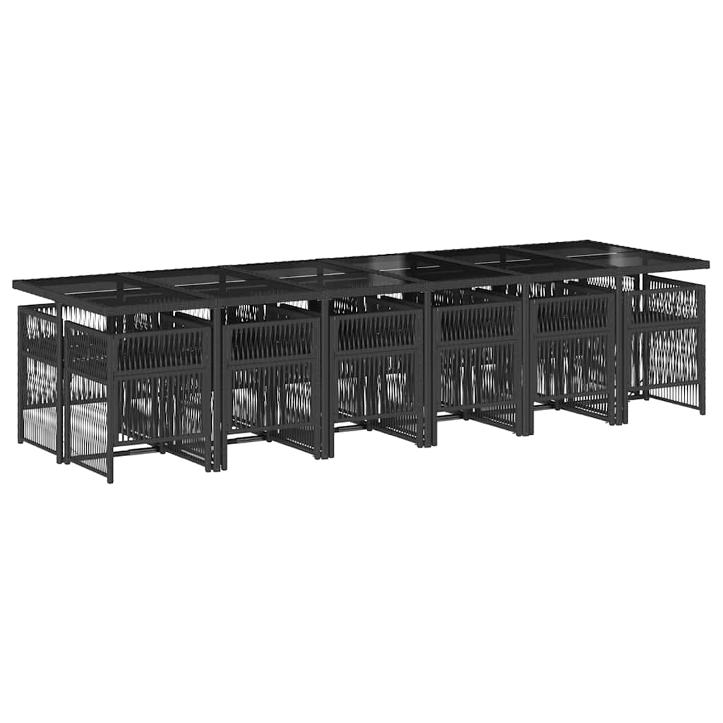 13 részes fekete polyrattan kerti ülőgarnitúra párnákkal 3