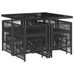 9 részes fekete polyrattan kerti étkezőgarnitúra párnákkal 3