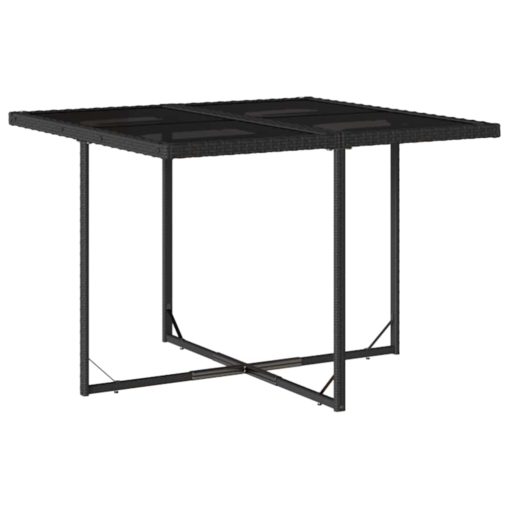 9 részes fekete polyrattan kerti étkezőgarnitúra párnákkal 4