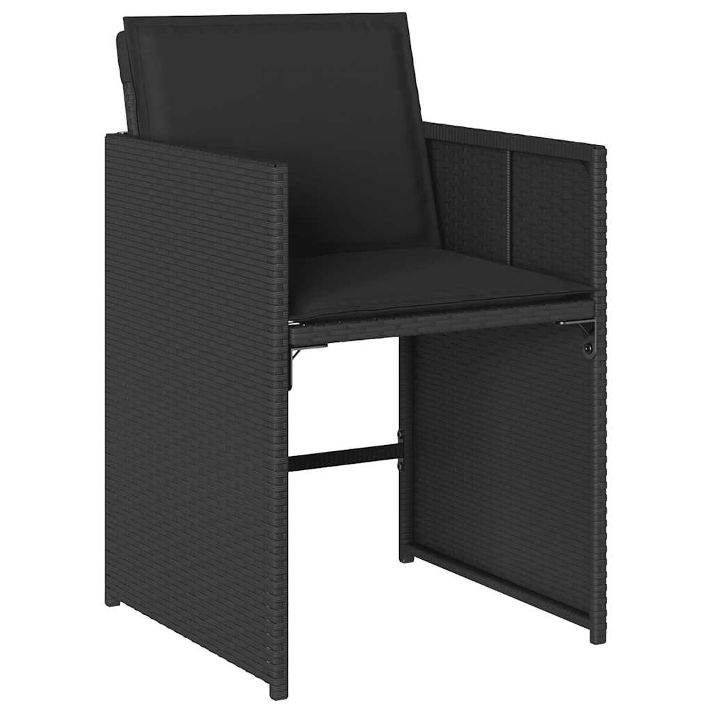 5 részes fekete polyrattan kerti étkezőgarnitúra párnákkal 5