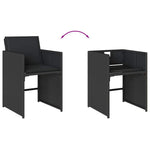 5 részes fekete polyrattan kerti étkezőgarnitúra párnákkal 6