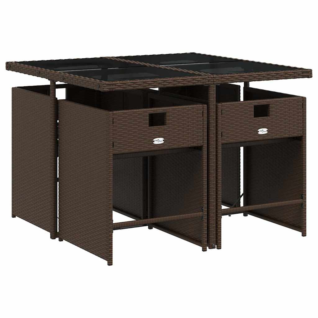 5 részes barna polyrattan kerti étkezőgarnitúra párnákkal 3