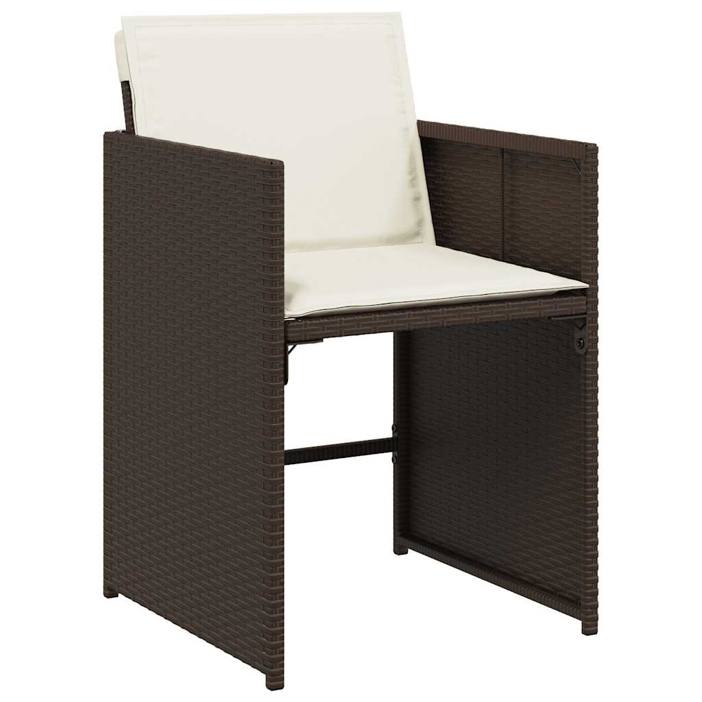 5 részes barna polyrattan kerti étkezőgarnitúra párnákkal 5