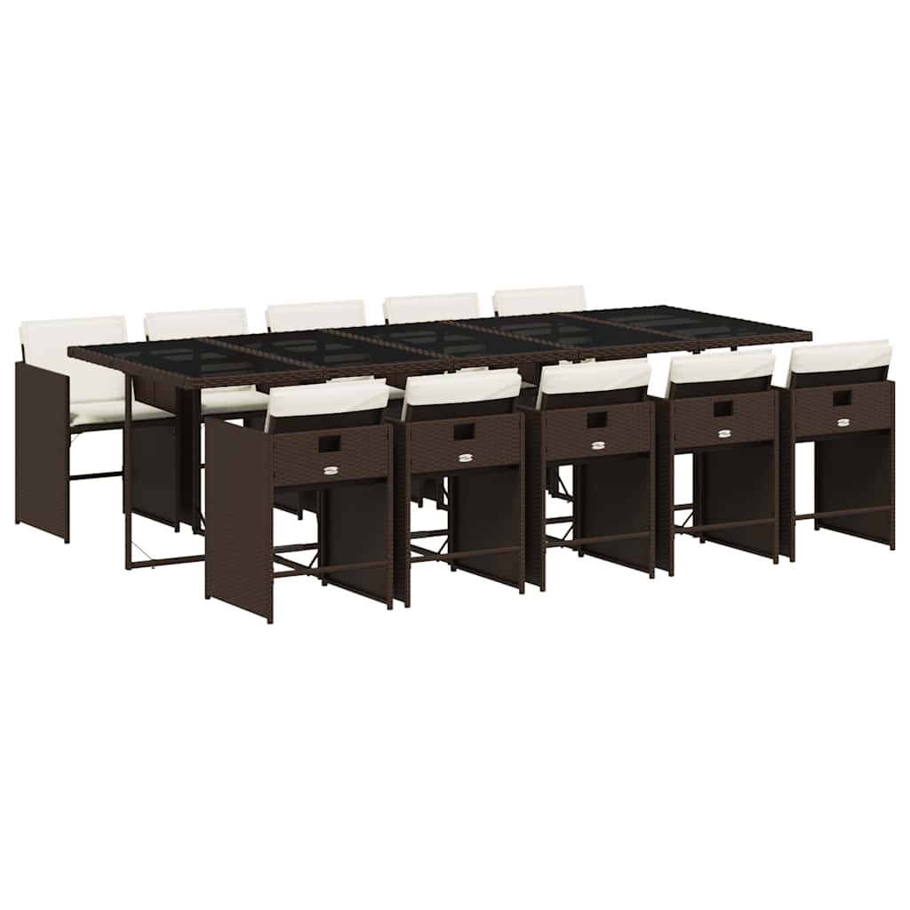 11 részes barna polyrattan kerti ülőgarnitúra párnákkal 2