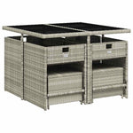 9részes világosszürke polyrattan kerti étkezőgarnitúra párnával 3