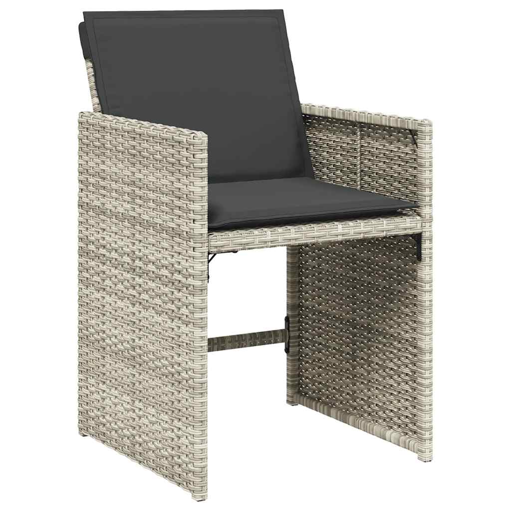9részes világosszürke polyrattan kerti étkezőgarnitúra párnával 5